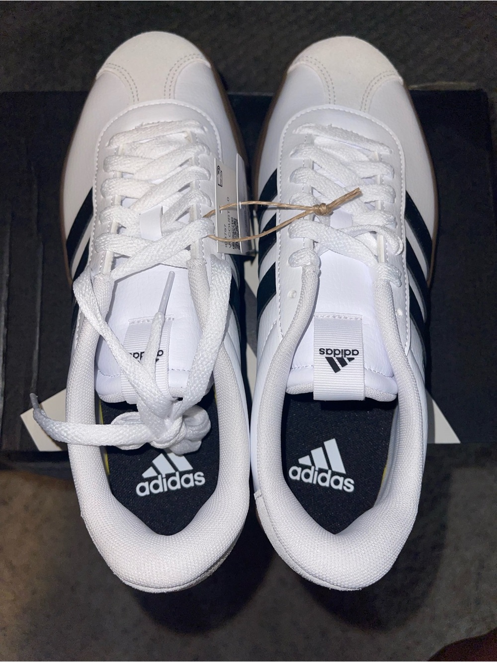 adidas Women’s White Sneakers with Black Stripes